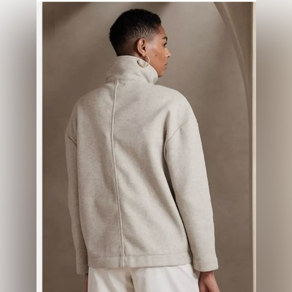 Banana Republic Factory Oatmeal Melton Moto Jacket NWT Size Large - Picture 3 of 4